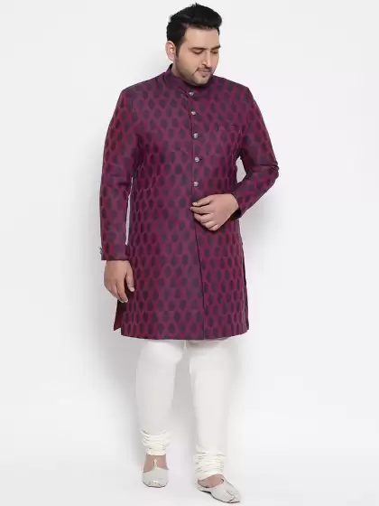 Men PLUS Printed Sherwani Set - image 3