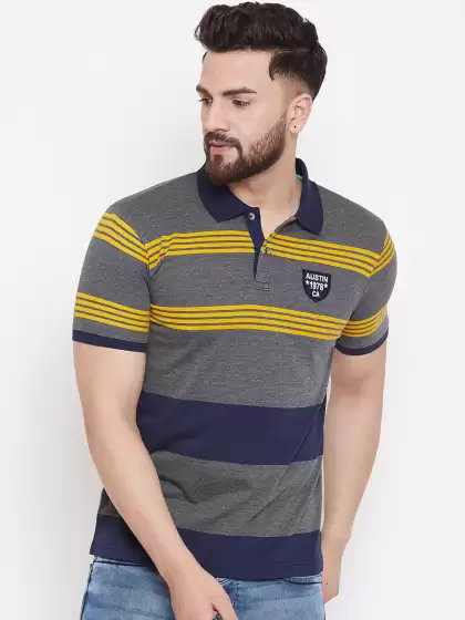 Striped Polo Collar T-shirt - image 3