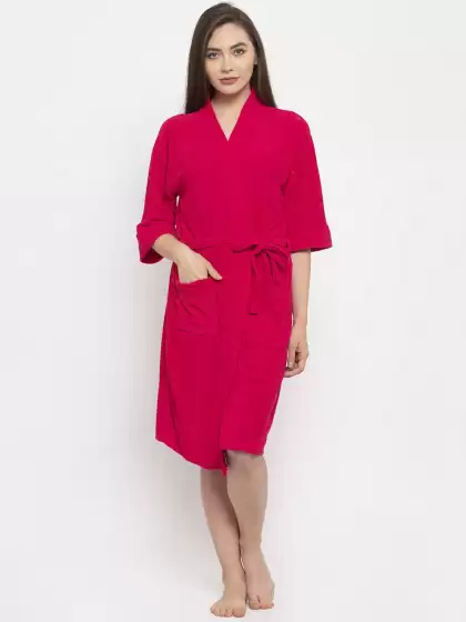 Women Solid Bath Robe - image 3