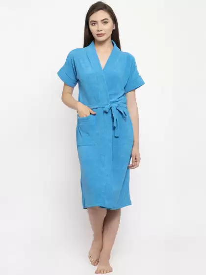 Women Solid Bath Robe - image 3