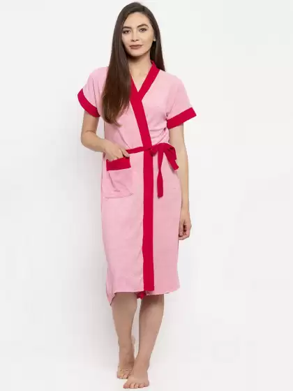 Women Colourblocked Bath Robe - image 3