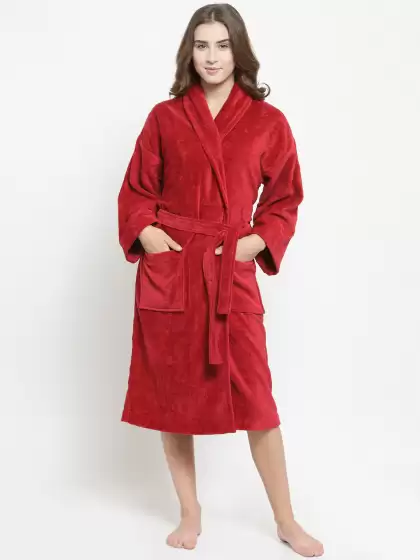 Women Solid Comfort Large Bath Robe - image 3