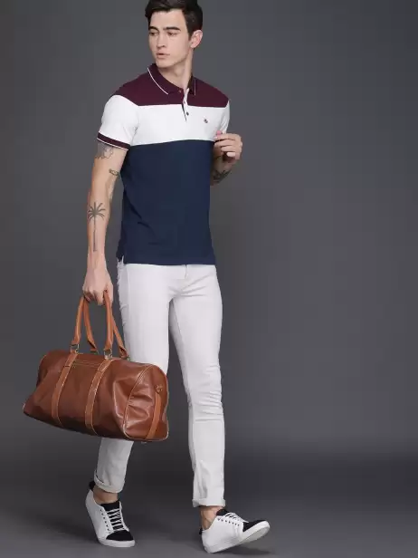 Colourblocked Polo Collar Pure Cotton T-shirt - image 4