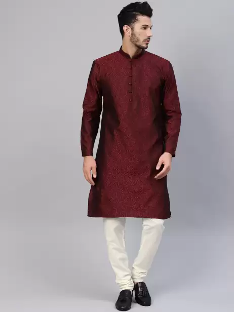 Men Self Design Kurta with Churidar - image 4