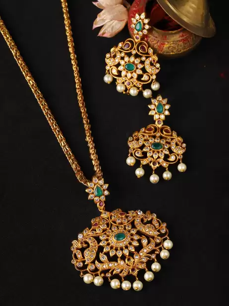 Women CZ Temple Jewellery Set - image 4