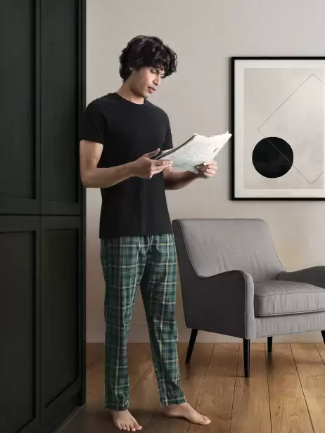 Men Checked Lounge Pants - image 4