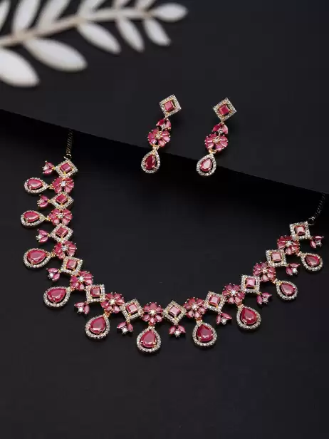 Women Gold-Plated Studded Jewellery Set - image 4