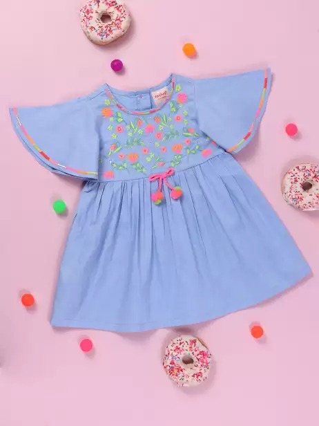 Girls Floral Embroidered Dress - image 4
