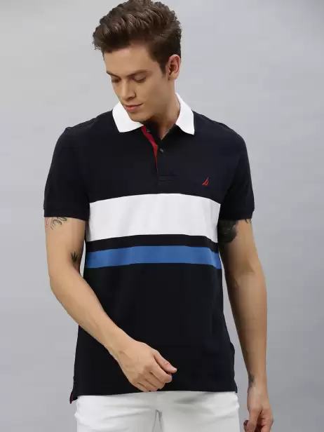 Men Colourblocked Polo T-shirt - image 4