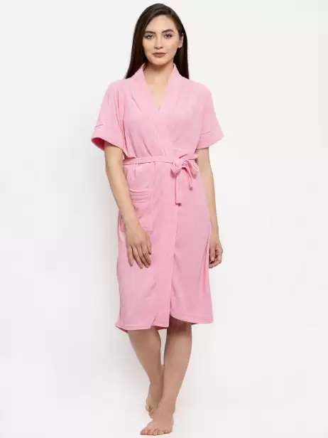 Women Solid Bath Robe - image 4