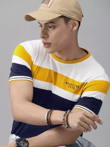 Colourblocked Round Neck Pure Cotton T-shirt - image 4