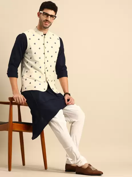 Men Embroidered Nehru Jacket - image 4