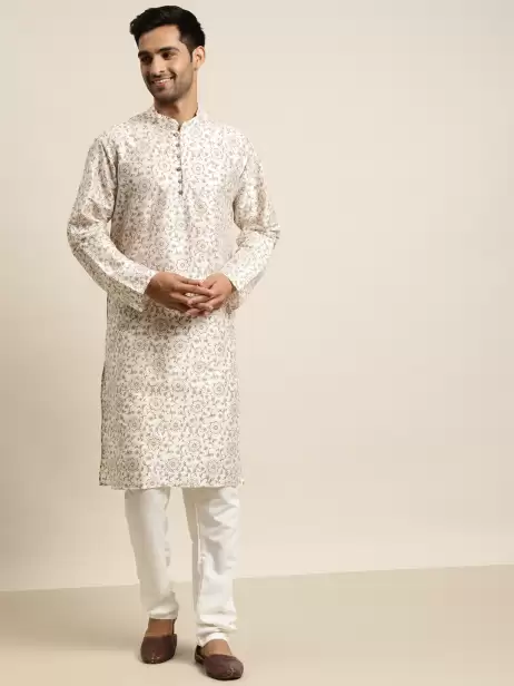 Men Silk Cotton Kurta Sets - image 4
