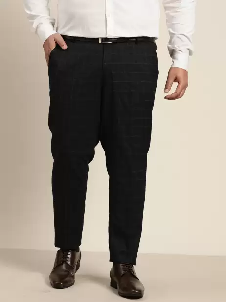 Men Plus Size Checked Trousers - image 4