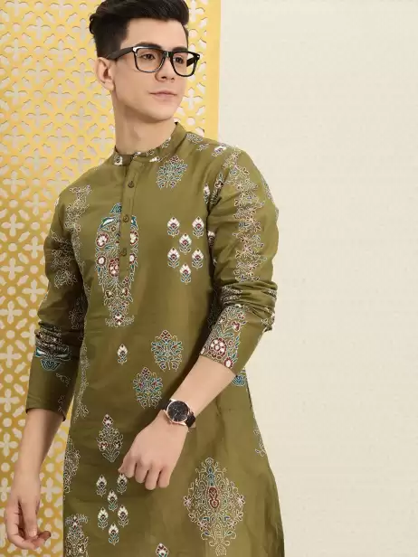 Men Printed Rozana Kurta - image 4