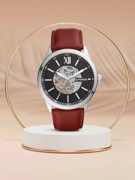 Men Leather Straps Automatic Motion Watch - image 4