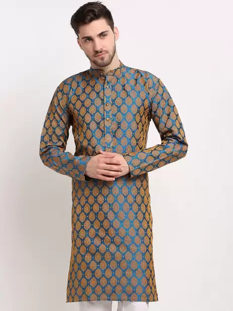 Men Woven Design Kurtas - image 4