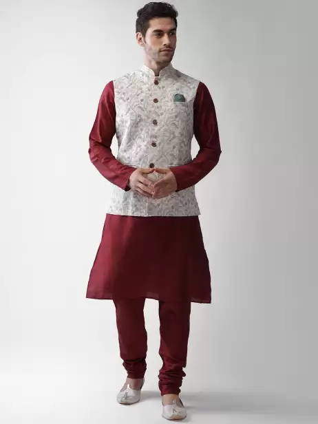 Men Kurta Pyjamas with Jacket - image 4