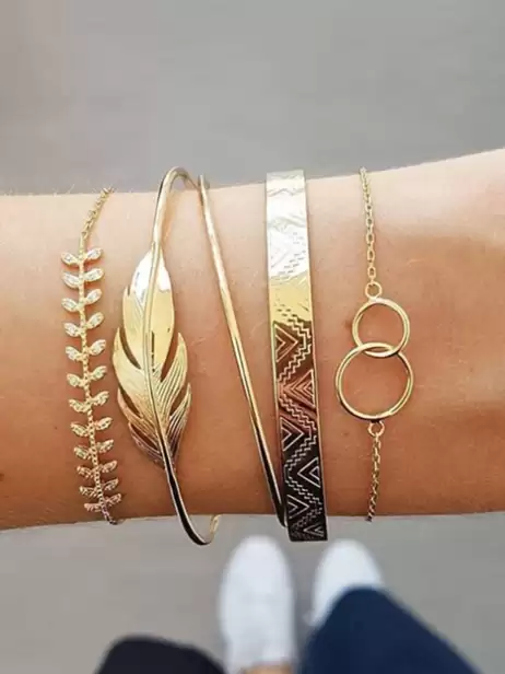 Women Set Of 5 Cuff Bracelets - image 4
