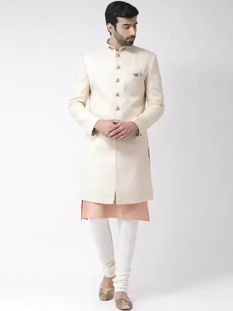 Men Woven Design Sherwani Set - image 4