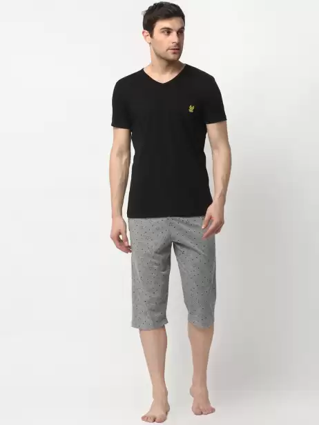 Men Solid Night suit - image 4