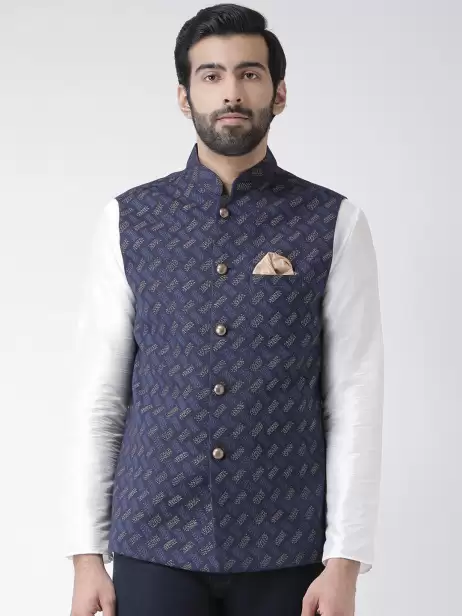 Men Printed Woven Nehru Jacket - image 4