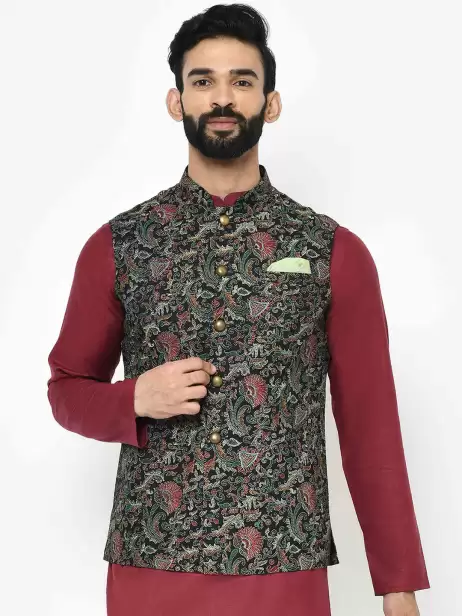 Men Printed Nehru Jacket - image 4