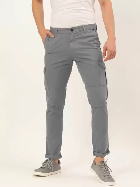Men Solid Cargos Trousers - image 4