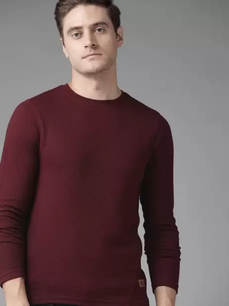 Men Solid Waffle T-shirt - image 4