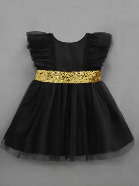 Girls Black Net Dress - image 4