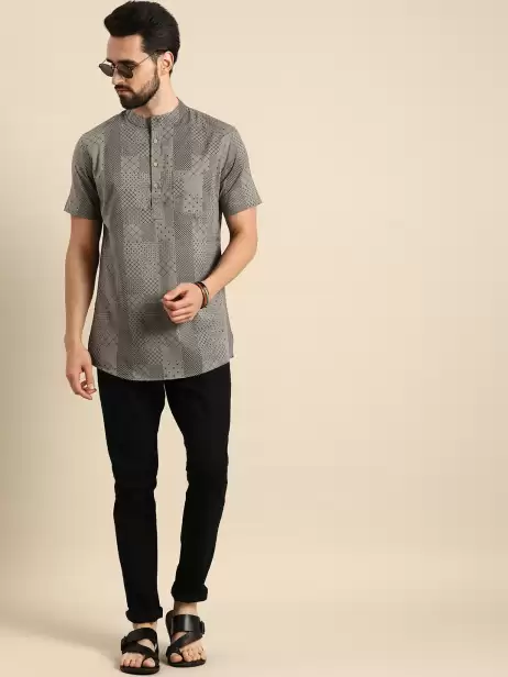 Men Geometric Printed Kurta - image 4
