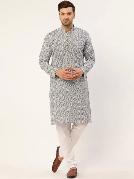 Men Embroidered Kurta with Churidar - image 4