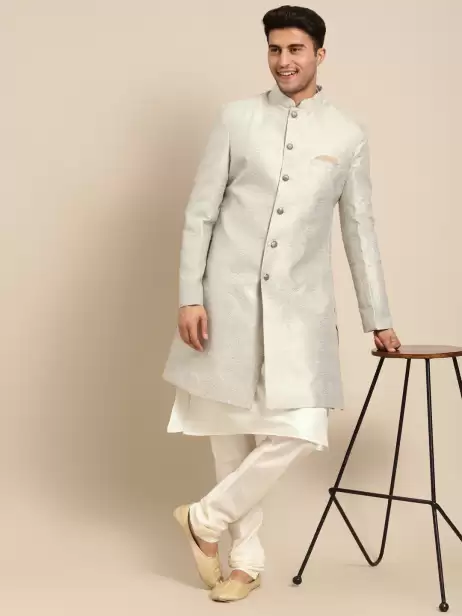 Men Printed Sherwani Set - image 4