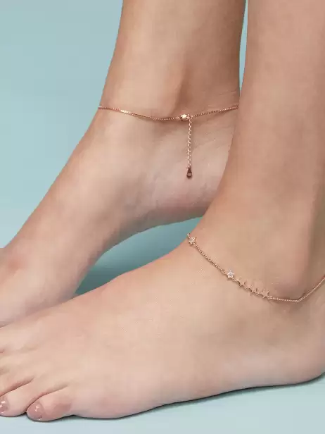 Women Set Of 2 Silver Anklets - image 4