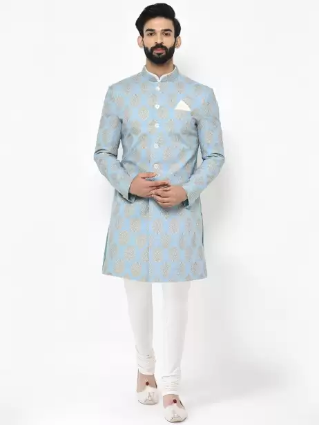 Men Printed Sherwani Set - image 4