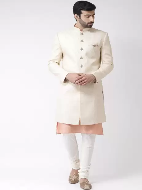 Men Solid Sherwani Set - image 4
