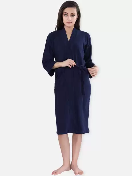 Women Solid Bath Robe - image 4
