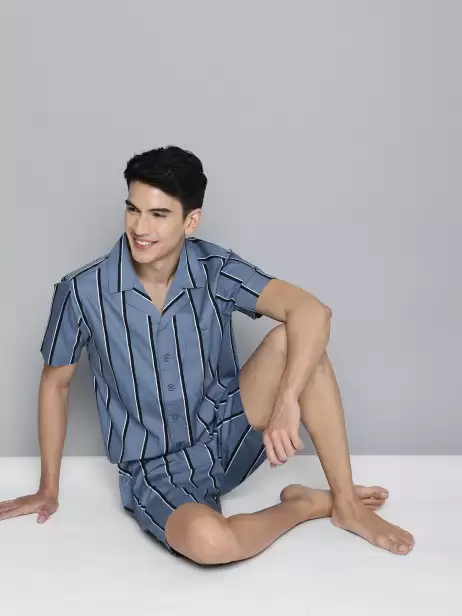 Men Stripe Print Night suit - image 4