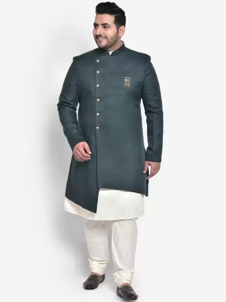 Men Solid Sherwani Set - image 4
