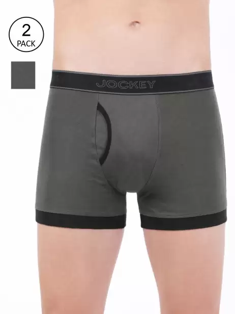 Men Pack Of 2 Solid Pure Cotton Boxer Style Briefs - image 4