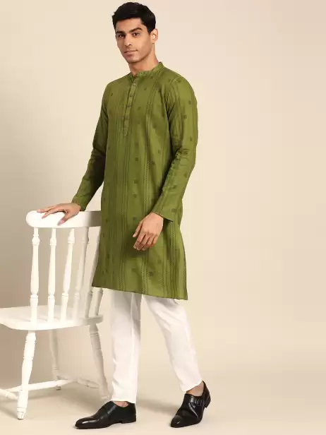 Men Printed Cotton Kurta Set - image 4