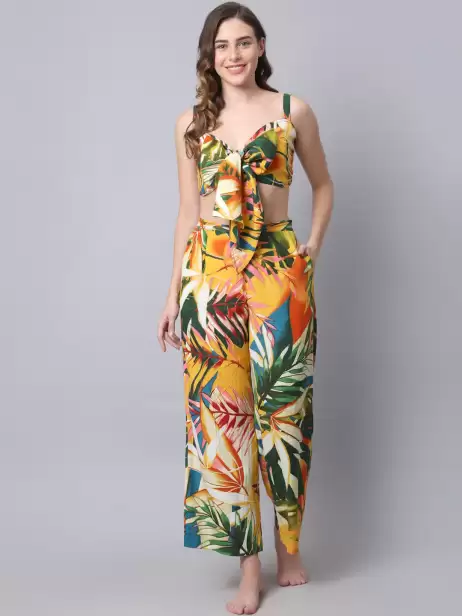Women Tropical Printed Beachwear Set - image 4
