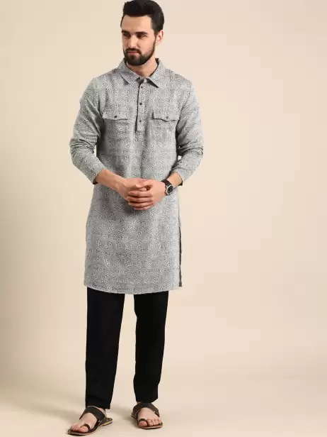 Men Printed Kurta with Trousers - image 4