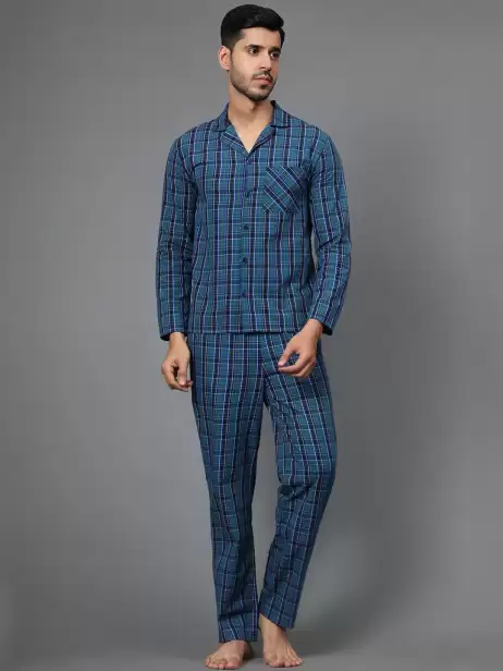 Men Checked Night suit - image 4