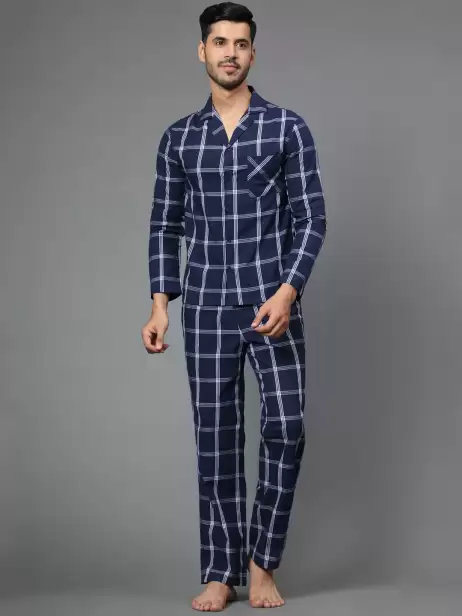 Men Checked Night suit - image 4