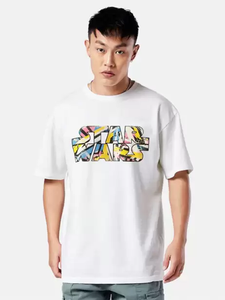 Men Star Wars Typography Printed Loose T-shirt - image 4