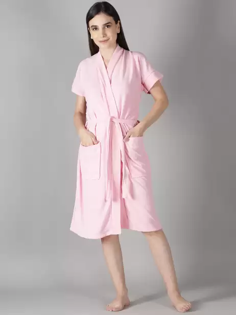 Women Solid Bath Robe - image 4