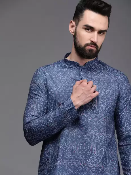 Men Geometric Printed Kurta - image 4