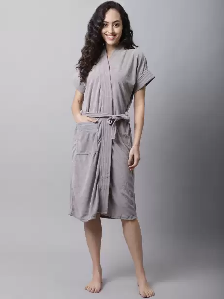 Women Solid Bath Robe - image 4