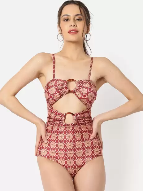 Women Printed Cut-Out Swimsuit - image 4